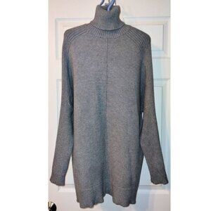 Women'sTime & True Gray Turtleneck Longline Ribbed Knit Sweater Tunic (Lg 12-14)